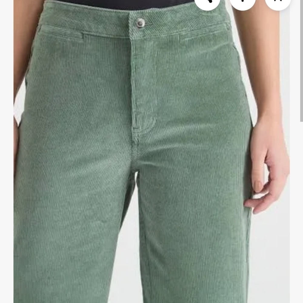 Liz Claiborne Olive Green Corduroy Slim Fit Pants - Size 8 Good Condition